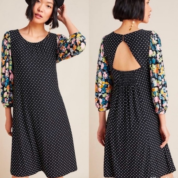 Maeve (Anthropologie) Sawyer Dress Polka Dot Floral Balloon Sleeves. Size Medium - Picture 1 of 12